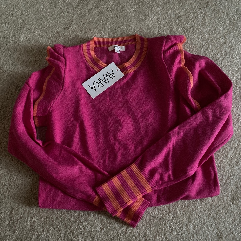 Pink ruffled sweater new